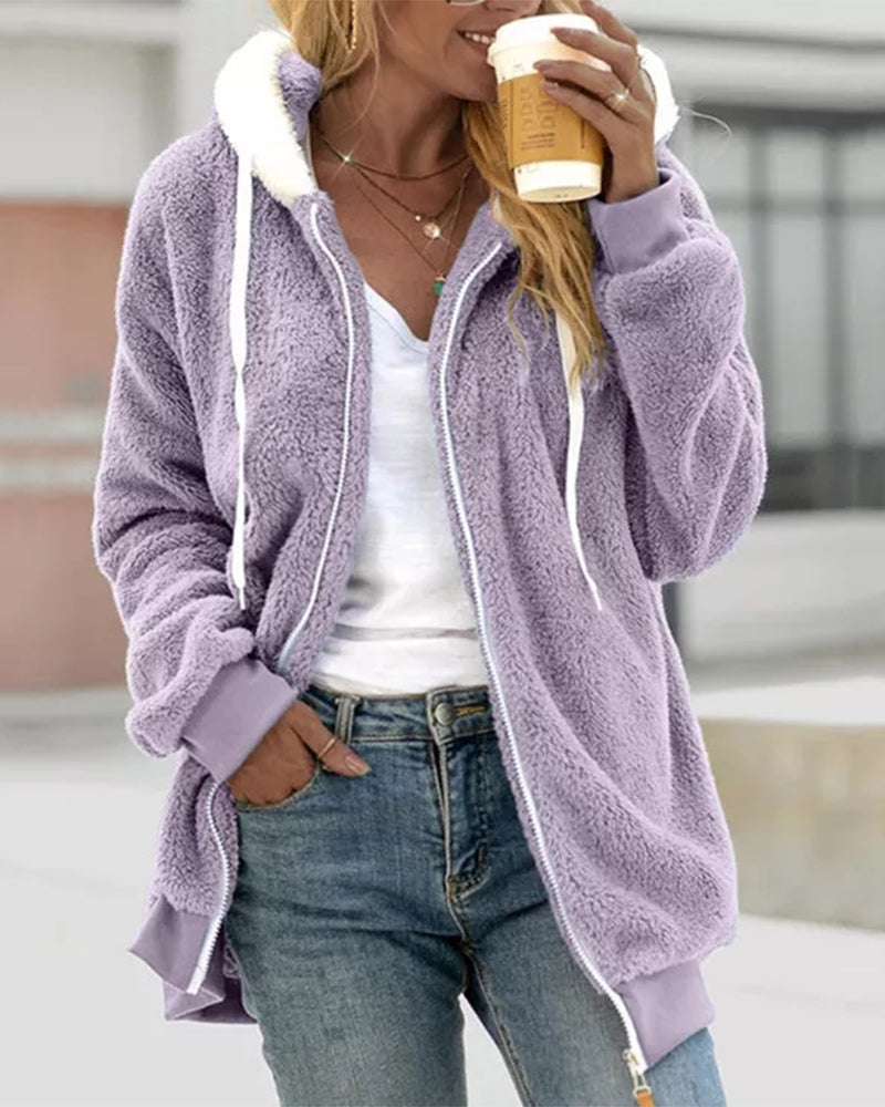 Dames Fleece Hoodie met Rits - Warm en Comfortabel