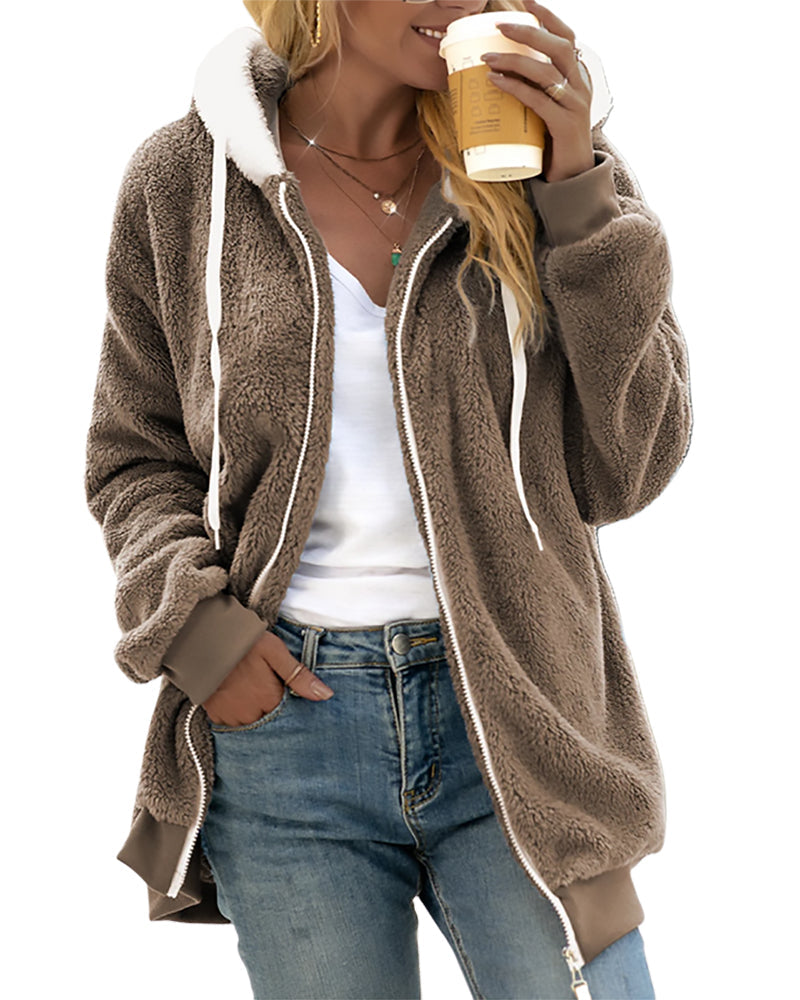 Dames Fleece Hoodie met Rits - Warm en Comfortabel