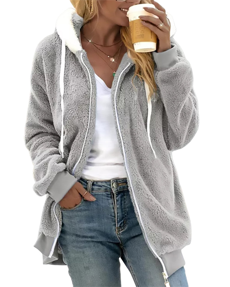 Dames Fleece Hoodie met Rits - Warm en Comfortabel