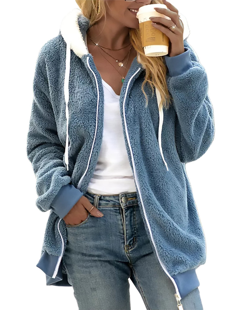 Dames Fleece Hoodie met Rits - Warm en Comfortabel