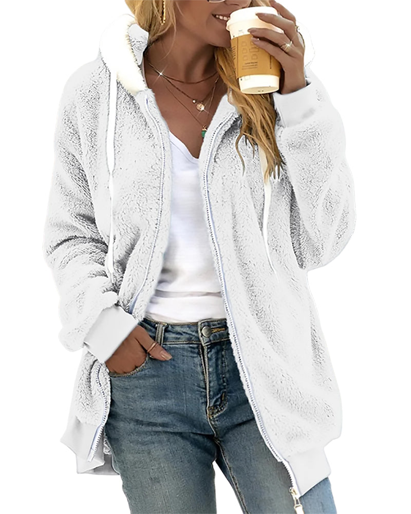 Dames Fleece Hoodie met Rits - Warm en Comfortabel