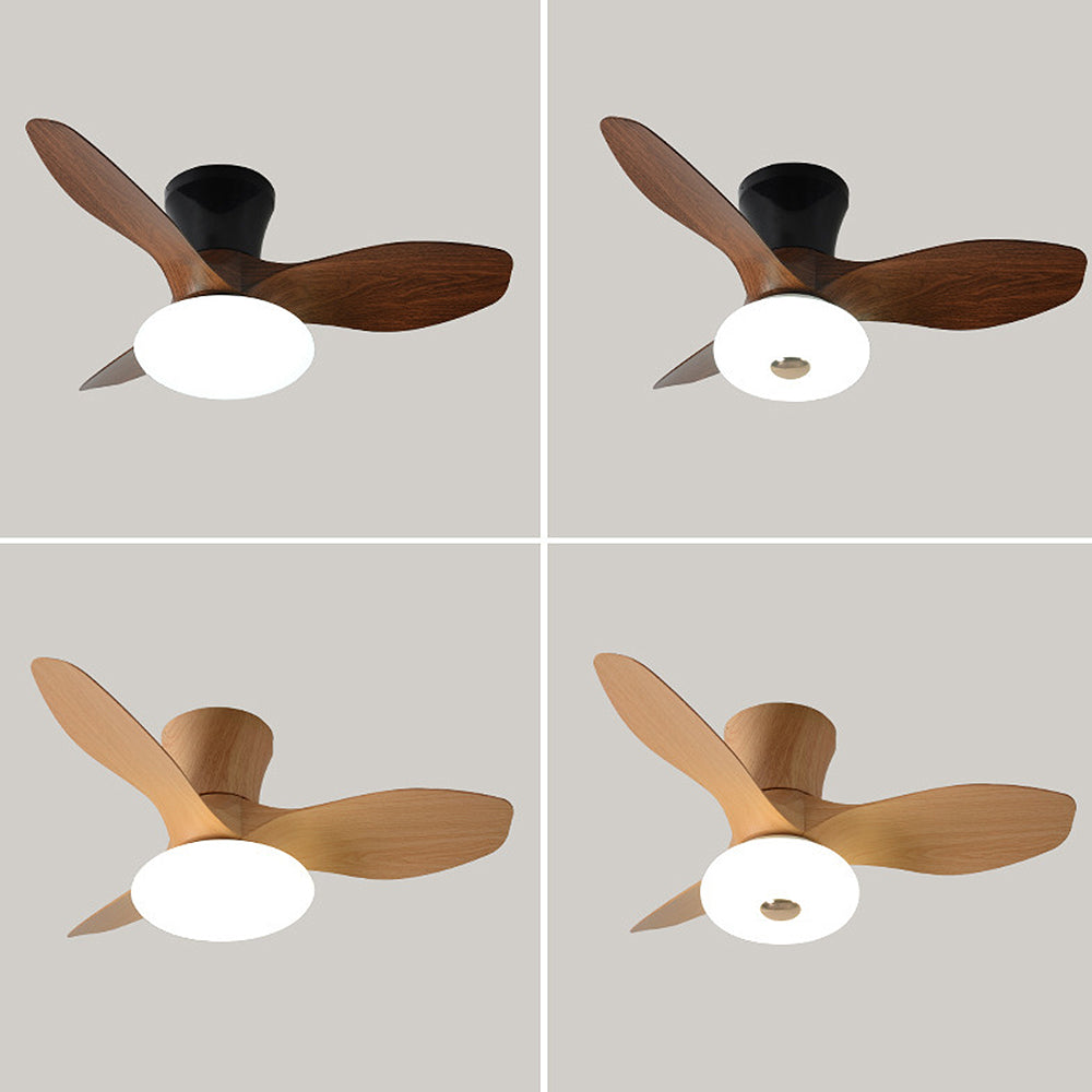 Natural Wood Simple Stylish Ceiling Fan With LED Light