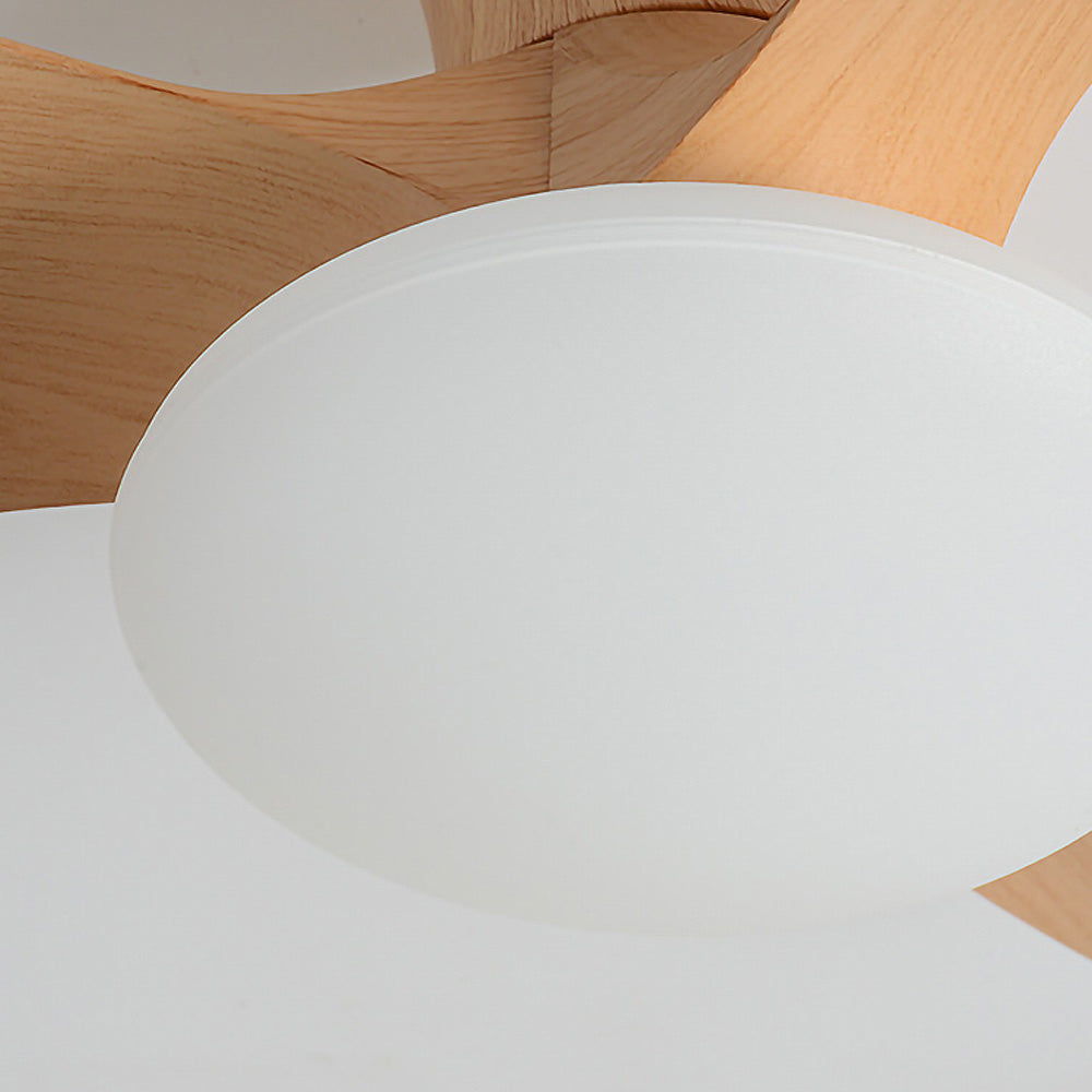 Natural Wood Simple Stylish Ceiling Fan With LED Light
