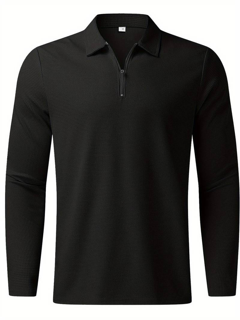 Heren Wafelshirt met Lange Mouwen en V-hals – Casual en Comfortabel