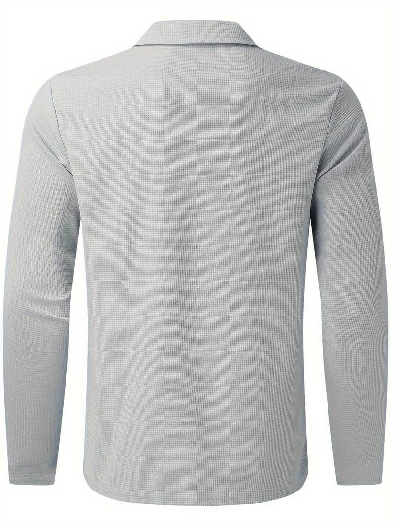 Heren Wafelshirt met Lange Mouwen en V-hals – Casual en Comfortabel