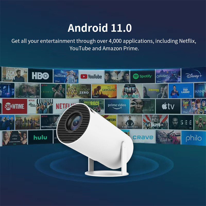 Draagbare 4K Smart Beamer met WiFi & Bluetooth - 180 Graden Projectiehoek en Autofocus