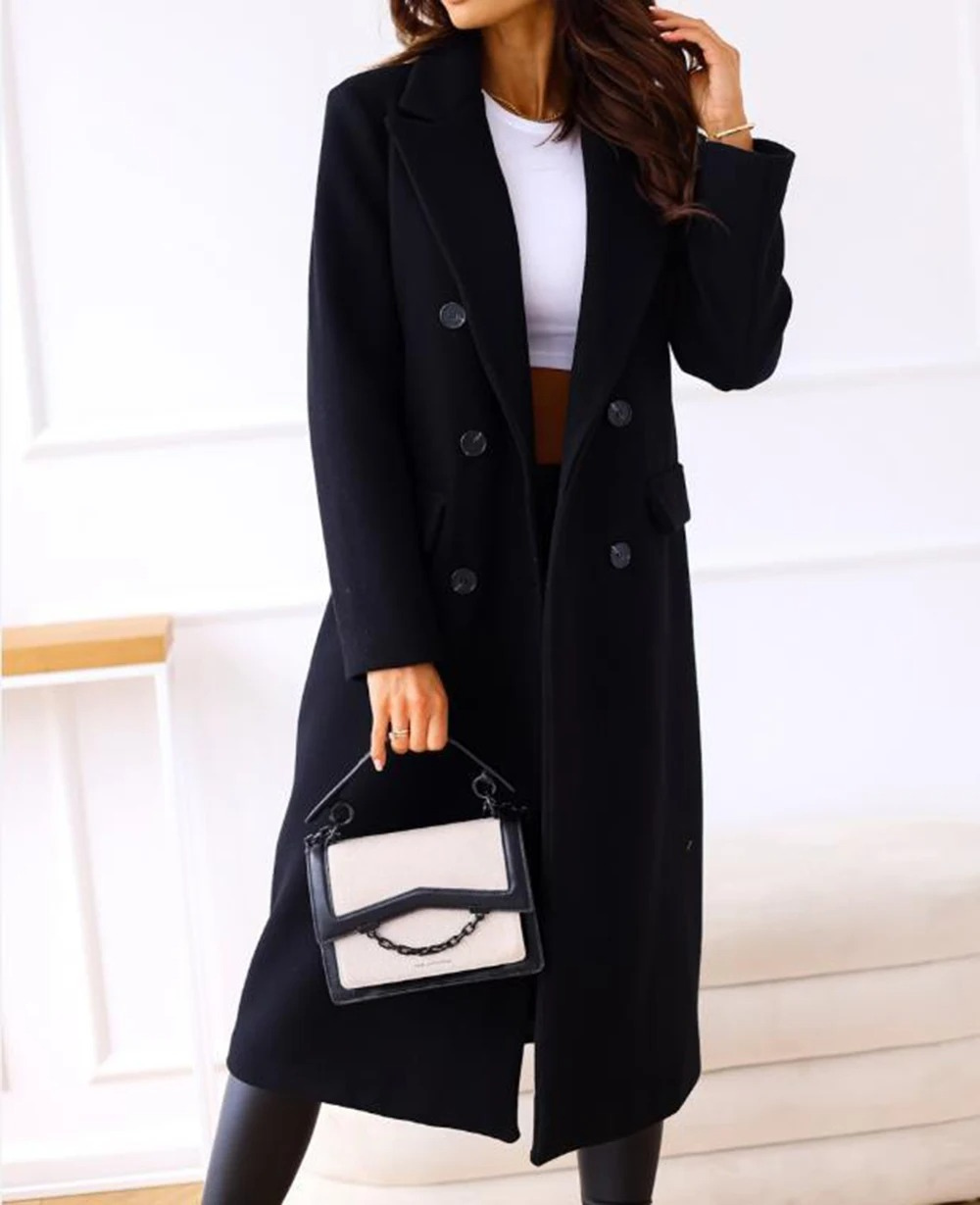 Lange Elegante Getailleerde Trenchcoat voor Dames | Perfect voor Herfst en Winter
