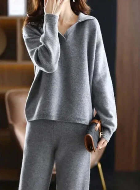 Dames Oversized Tweedelige Set – Trui met Polokraag en Rechte Broek