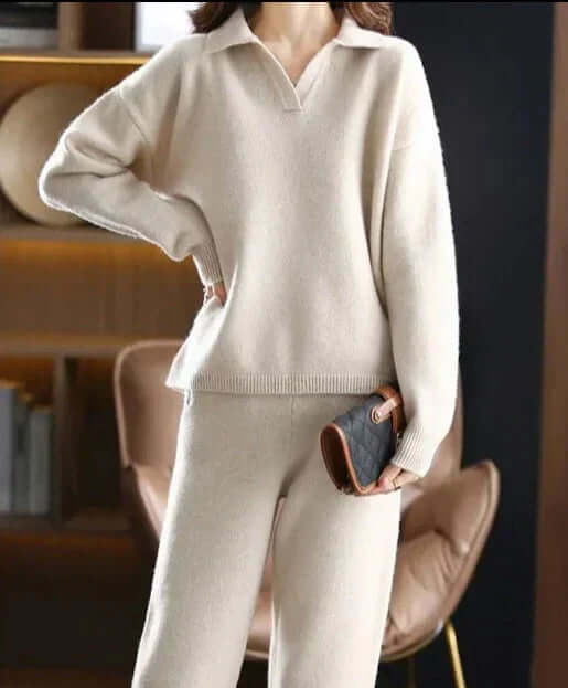 Dames Oversized Tweedelige Set – Trui met Polokraag en Rechte Broek