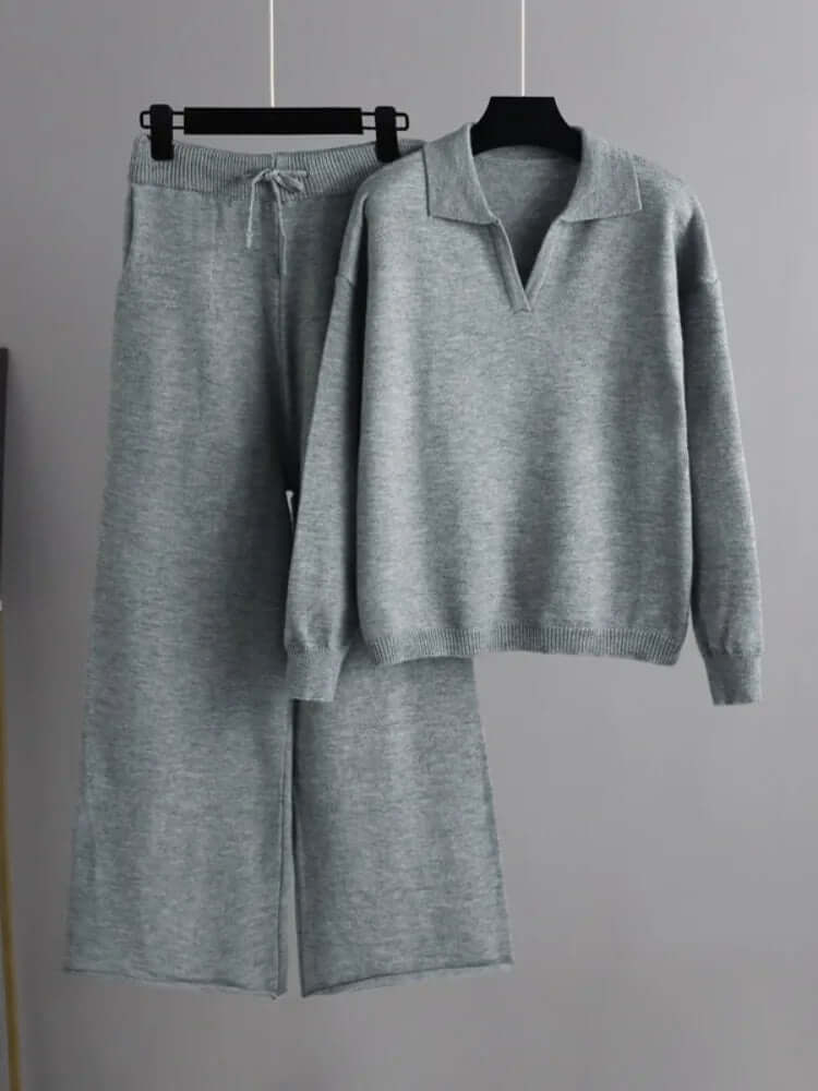 Dames Oversized Tweedelige Set – Trui met Polokraag en Rechte Broek