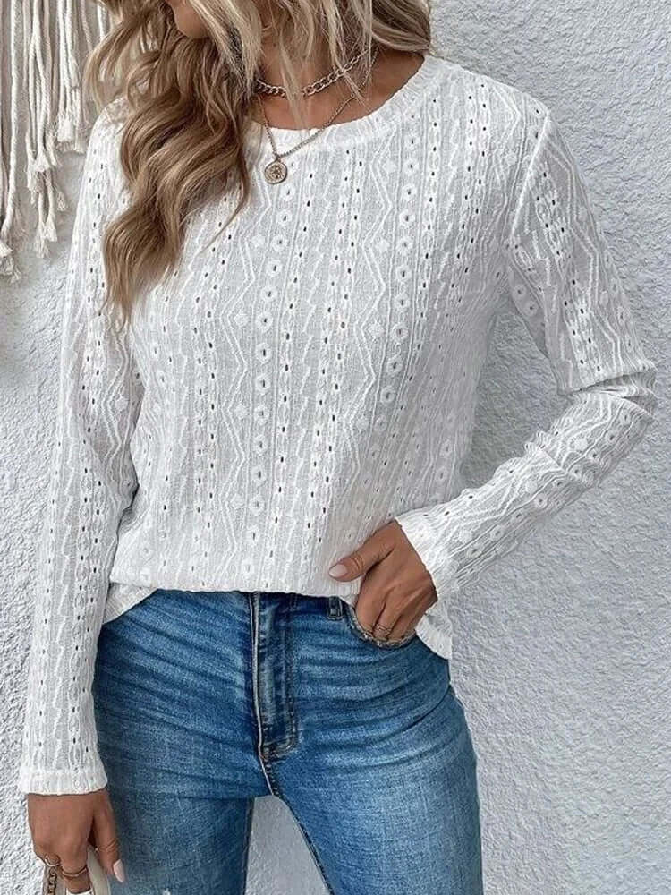 Elegante Kanten Blouse met Lange Mouwen