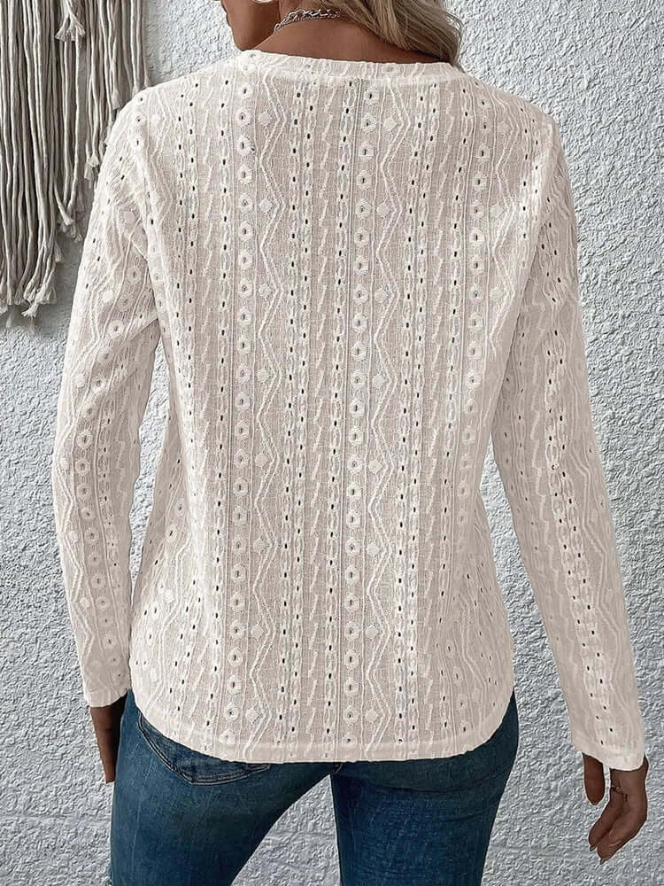 Elegante Kanten Blouse met Lange Mouwen