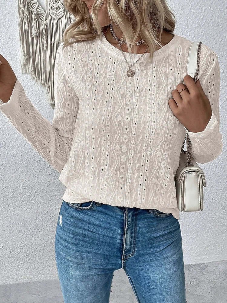Elegante Kanten Blouse met Lange Mouwen