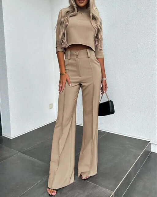 Dames Tweedelige Set – Top met Broek in Elegante Stijl