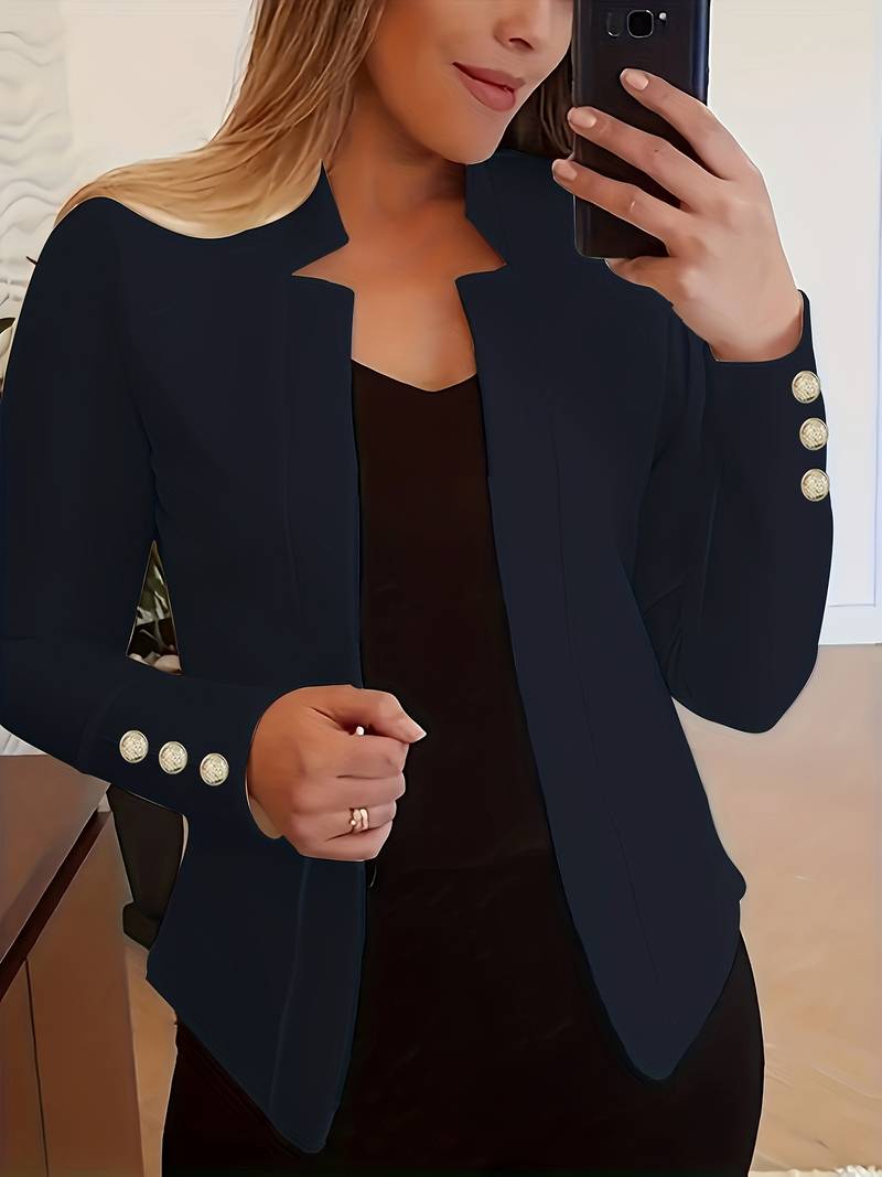 Freizeit Damen Blazer mit Knöpfen – Leichter Baumwolle, Lange Ärmel
