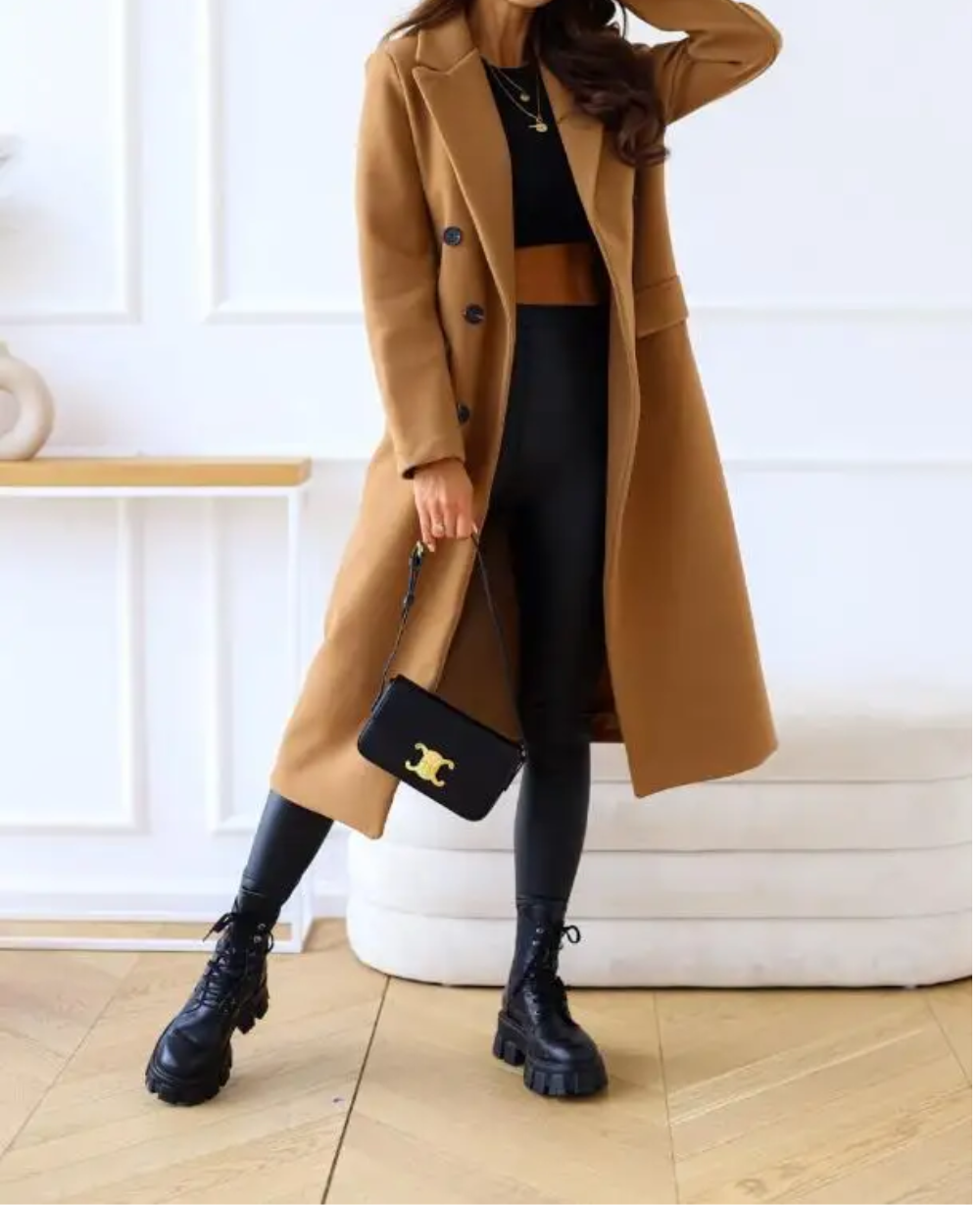 Lange Elegante Getailleerde Trenchcoat voor Dames | Perfect voor Herfst en Winter