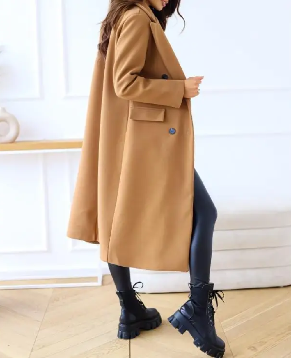 Lange Elegante Getailleerde Trenchcoat voor Dames | Perfect voor Herfst en Winter