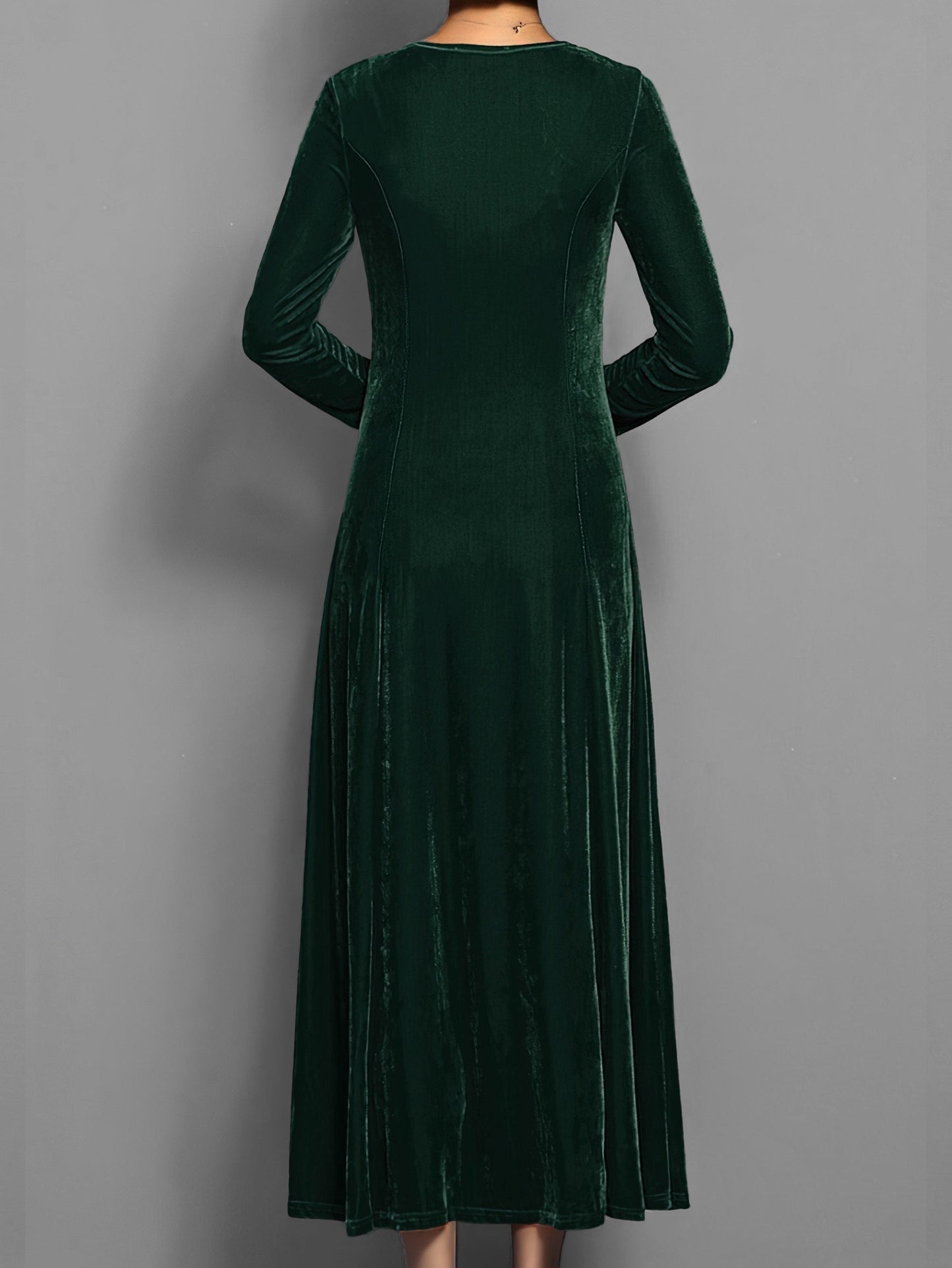Damen Midi Kleid mit langen Ärmeln – Einfarbig, stilvoll & elegant – Ideal für den Herbst