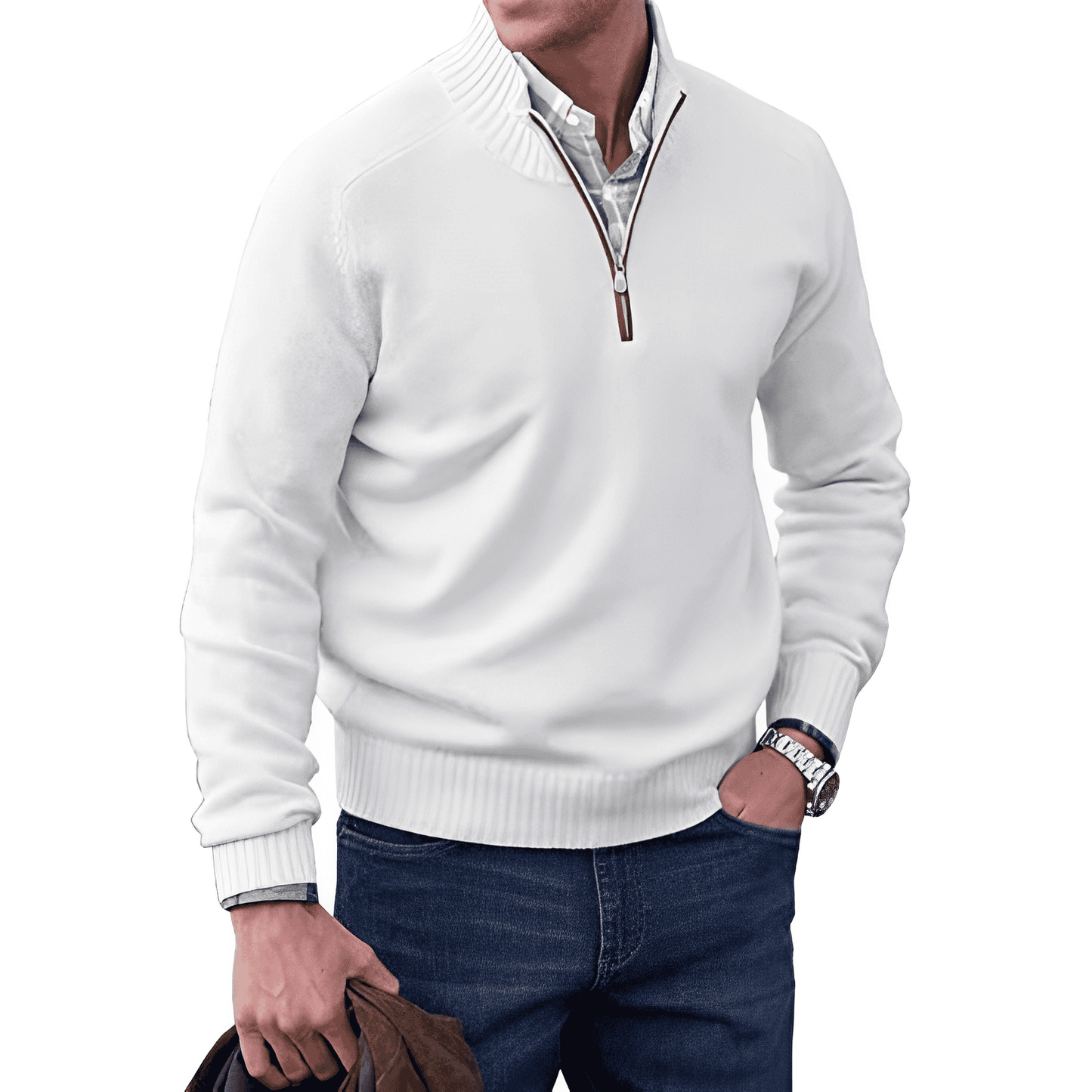 Luxe Kasjmier Trui voor Heren met Rits | Winterwarm