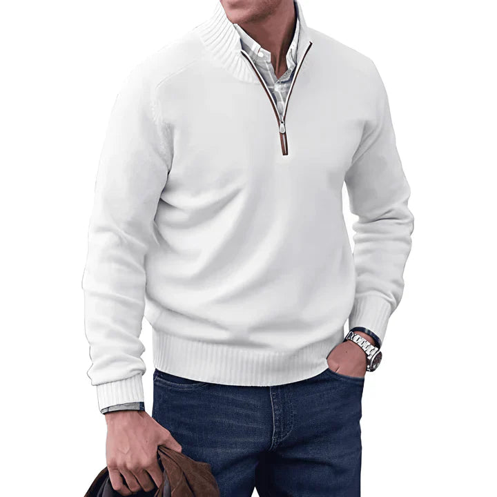 Luxe heren cashmere trui met rits – Ademend & elegant
