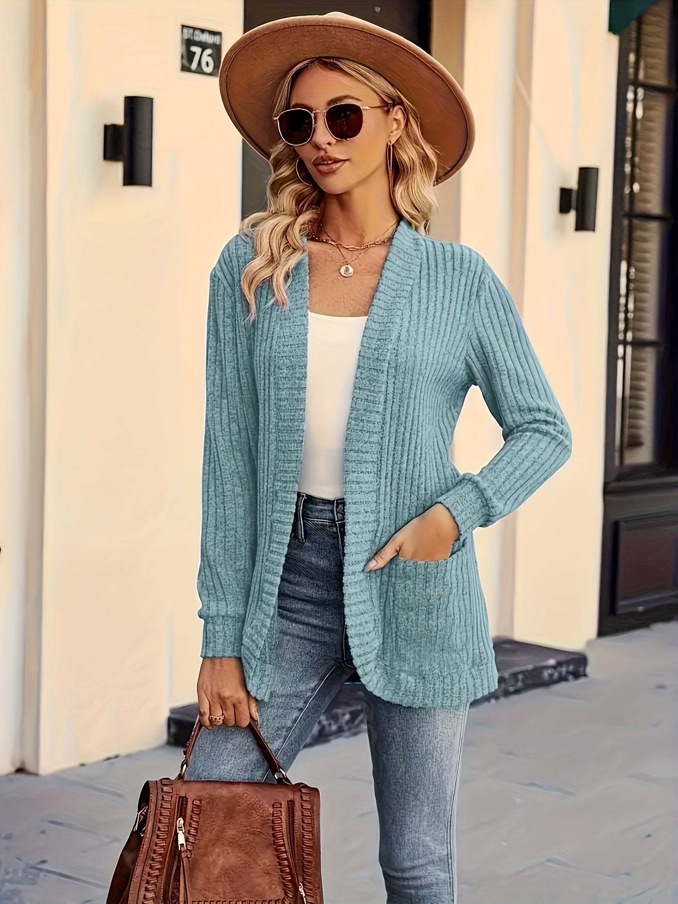 Dames Casual Gebreid Fleecevest met Lange Mouwen