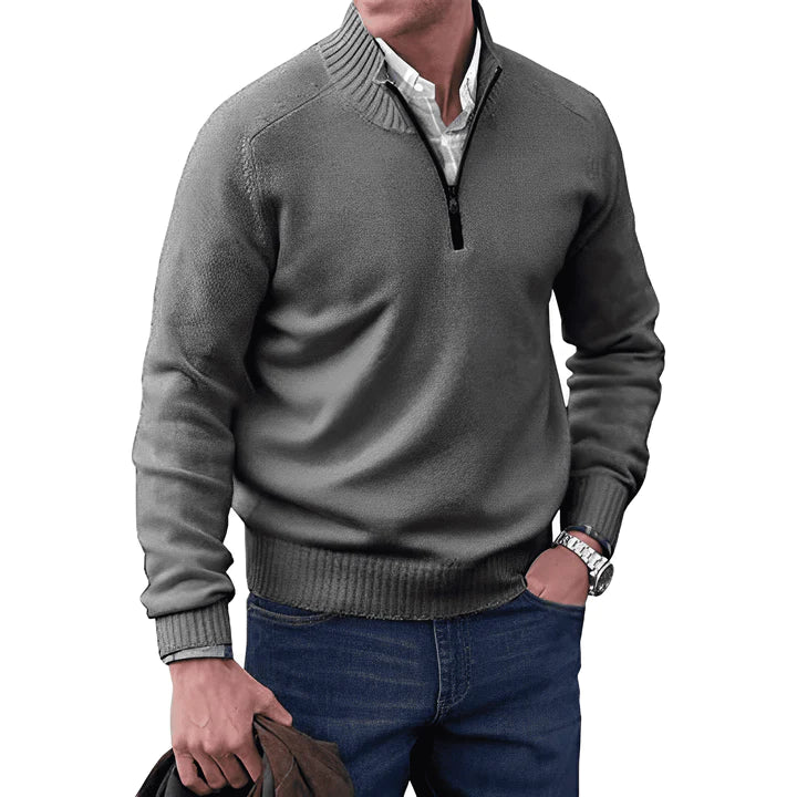 Luxe heren cashmere trui met rits – Ademend & elegant