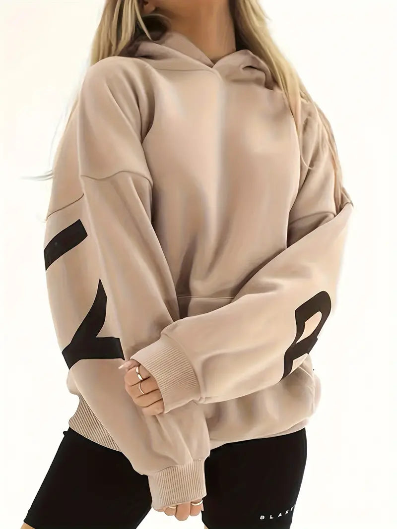 Warme Dames Hoodie Jas met Modieuze Print en Capuchon