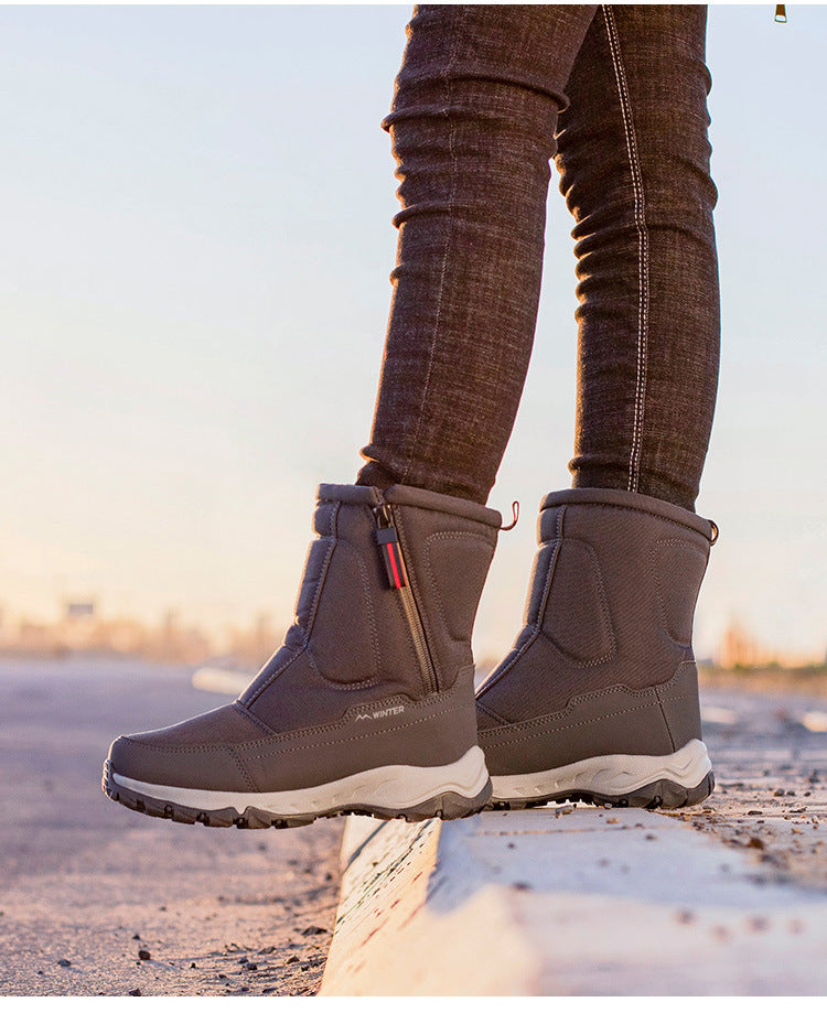 Dames Winter Laarzen met Zijrits - Waterdichte, Antislip, Duurzame Sneeuwlaarzen met Warme Voering