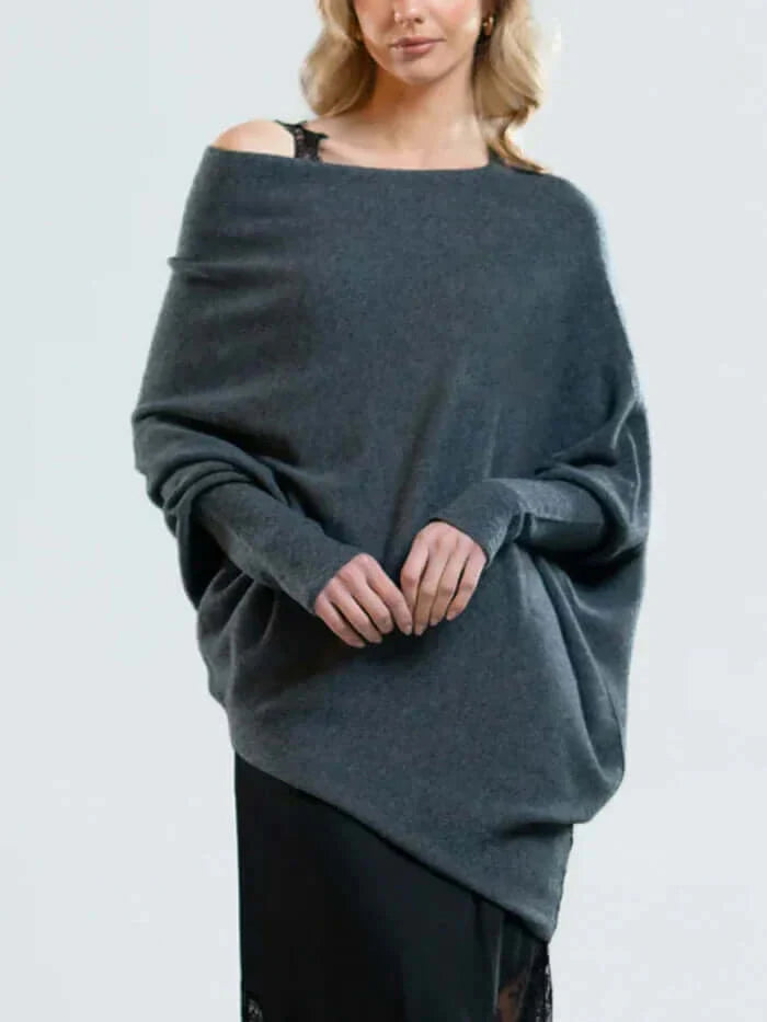Asymmetrische Dames Trui met Col en Drapé Effect