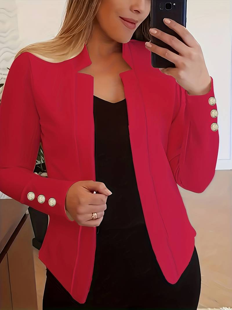 Freizeit Damen Blazer mit Knöpfen – Leichter Baumwolle, Lange Ärmel