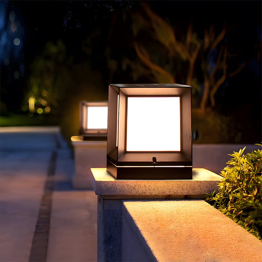 Modern Black Solar Power Outdoor Lantern LED Wall/Floor Lights