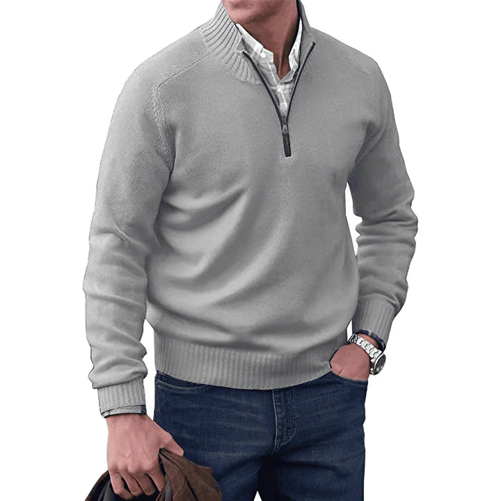 Luxe heren cashmere trui met rits – Ademend & elegant