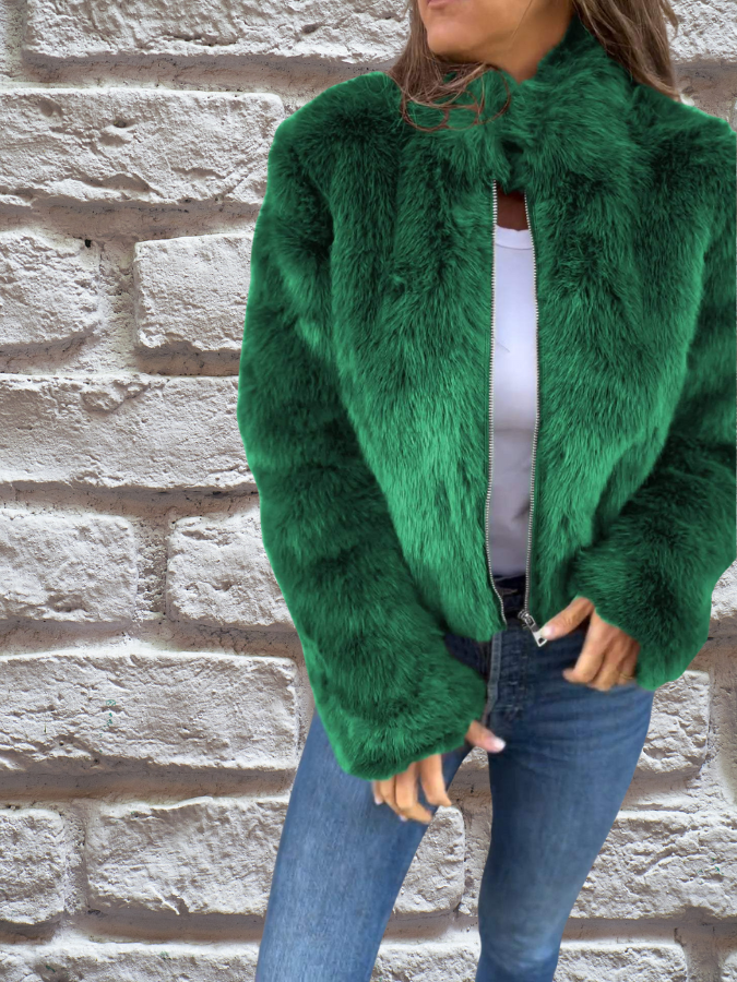 Dames velvet jas – Zachte pluche stof – Chic & warm voor herfst en winter