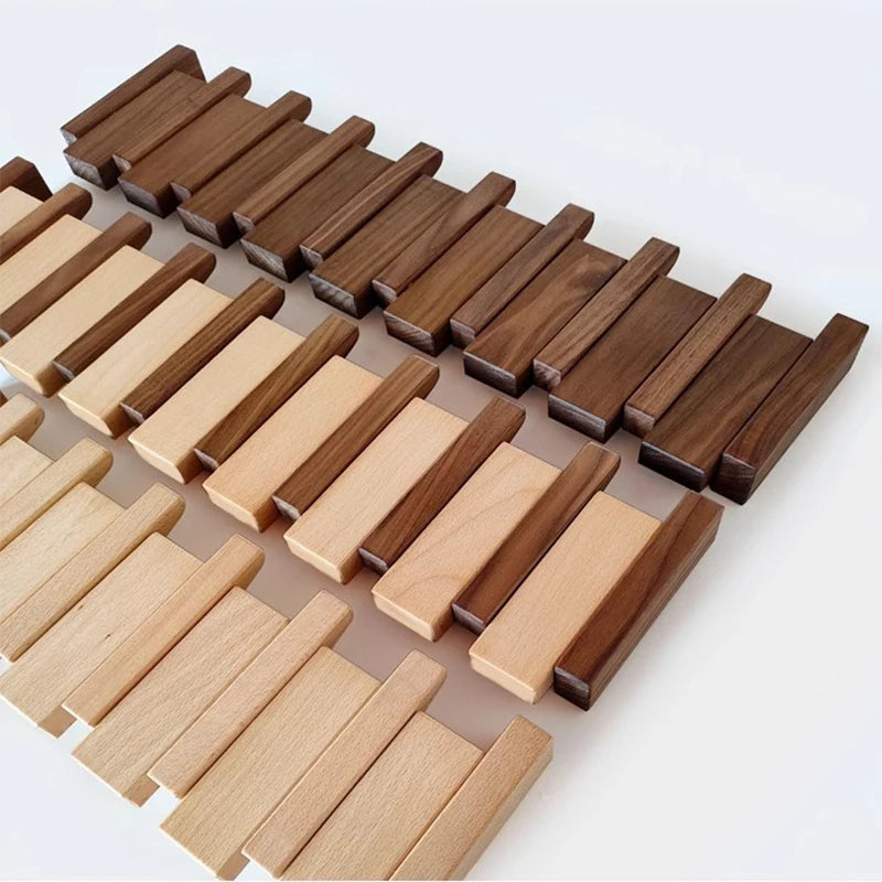 Houten Wandkapstok – Handgemaakte Piano Kapstok met Uitklapbare Haakjes