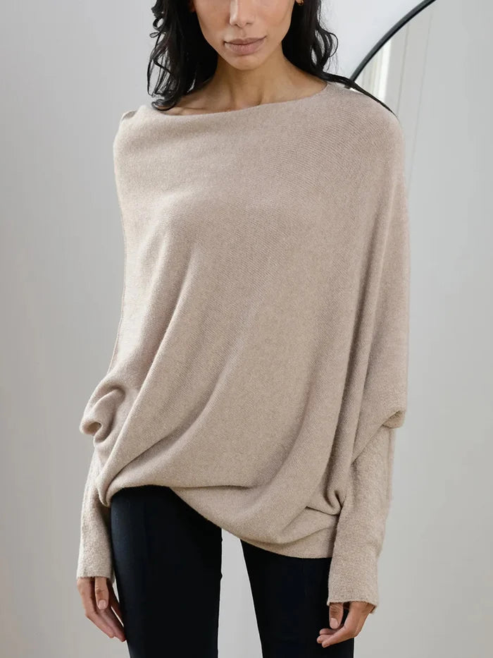 Asymmetrischer Off-Shoulder Gestrickter Pullover