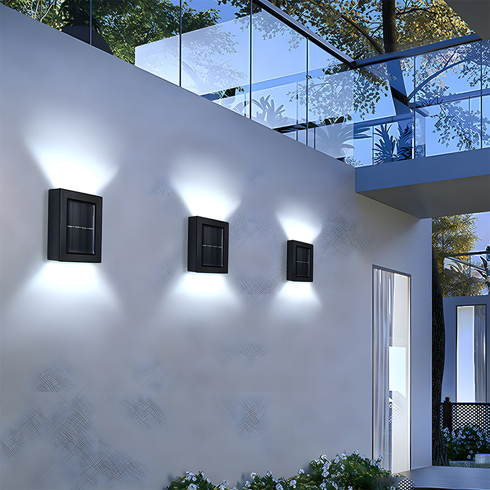 Modern Solar Black Up Down Outdoor Wall Light Sconce IP55