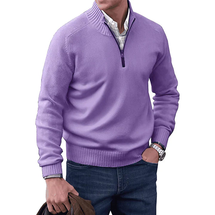 Luxe heren cashmere trui met rits – Ademend & elegant