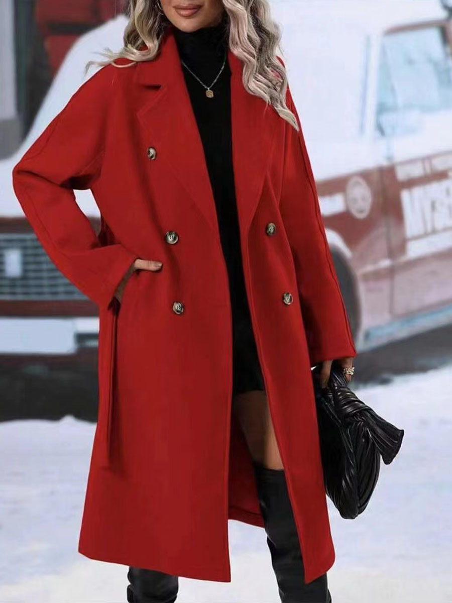 Klassieke Dames Trenchcoat met Dubbele Knoopsluiting – Elegant & Warm voor Herfst/Winter