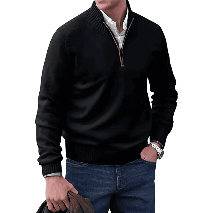 Luxe heren cashmere trui met rits – Ademend & elegant