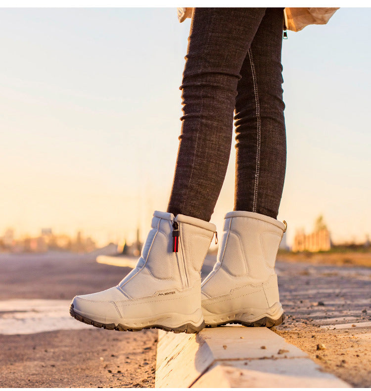 Dames Winter Laarzen met Zijrits - Waterdichte, Antislip, Duurzame Sneeuwlaarzen met Warme Voering