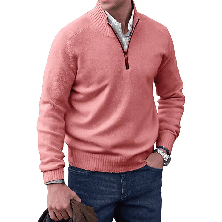 Luxe heren cashmere trui met rits – Ademend & elegant