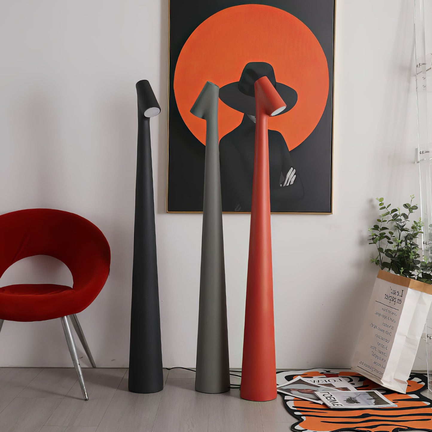Africa Vloerlamp – Modern en Stijlvolle Staande Lamp voor Interieur in Zwart, Grijs en Rood Floor Lamp Myna Mode
