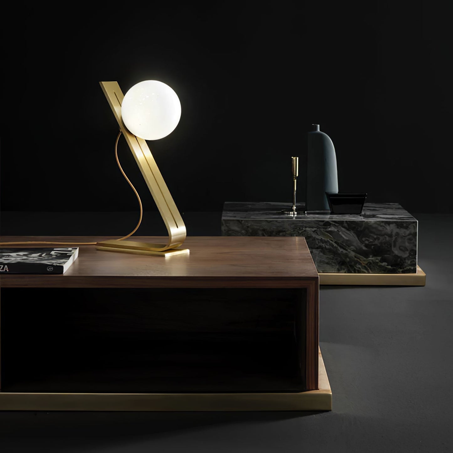 Arandela Tafellamp - Elegante Brass en Witte Glas Lamp Table lamp Myna Mode