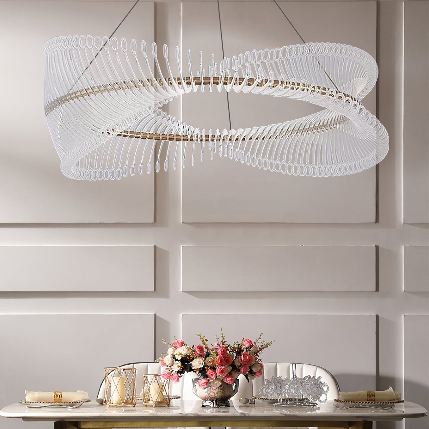 Moderne Hanglamp – Goudkleurig Metaal met Acryl Accenten