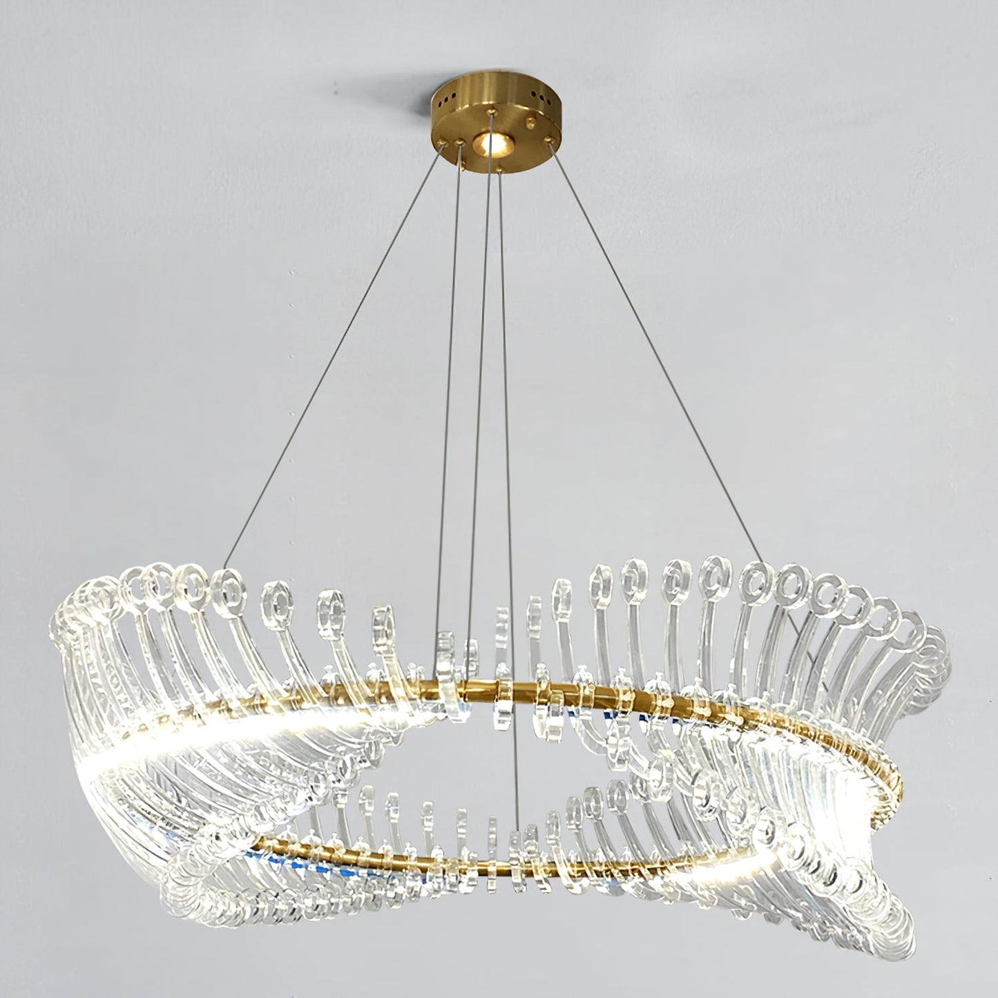 Moderne Hanglamp – Goudkleurig Metaal met Acryl Accenten