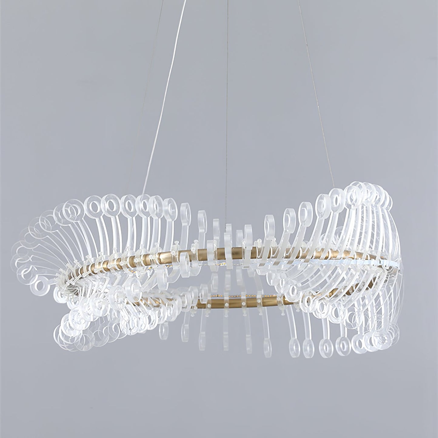 Moderne Hanglamp – Goudkleurig Metaal met Acryl Accenten