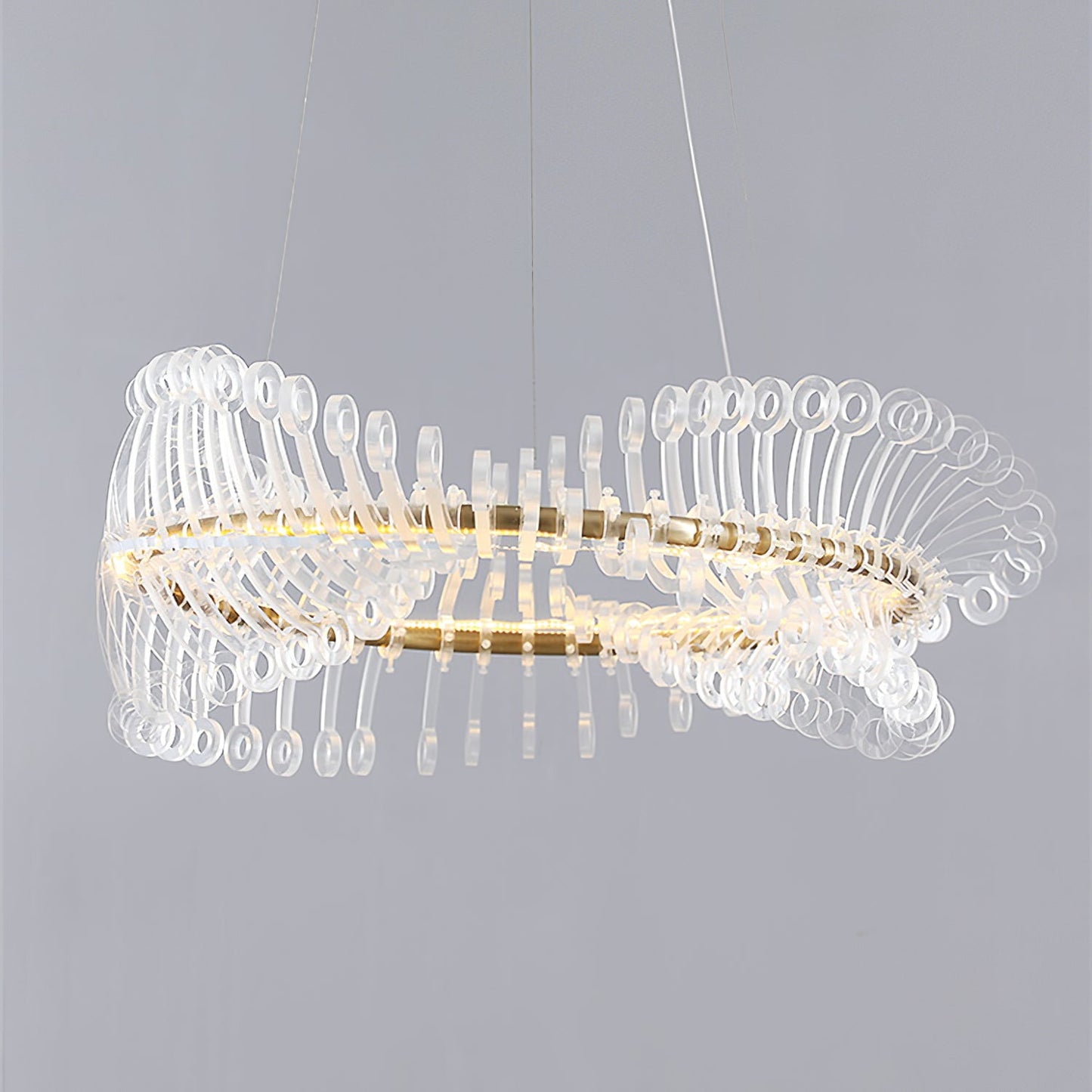 Moderne Hanglamp – Goudkleurig Metaal met Acryl Accenten