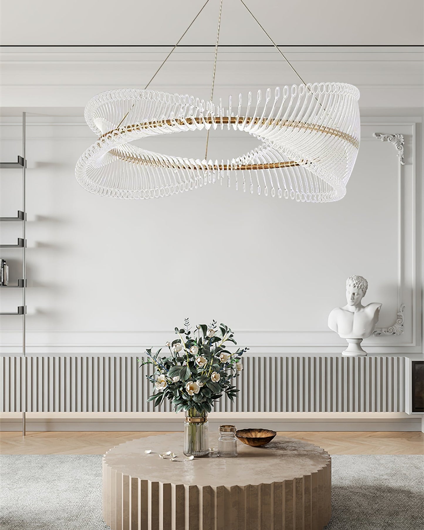 Moderne Hanglamp – Goudkleurig Metaal met Acryl Accenten