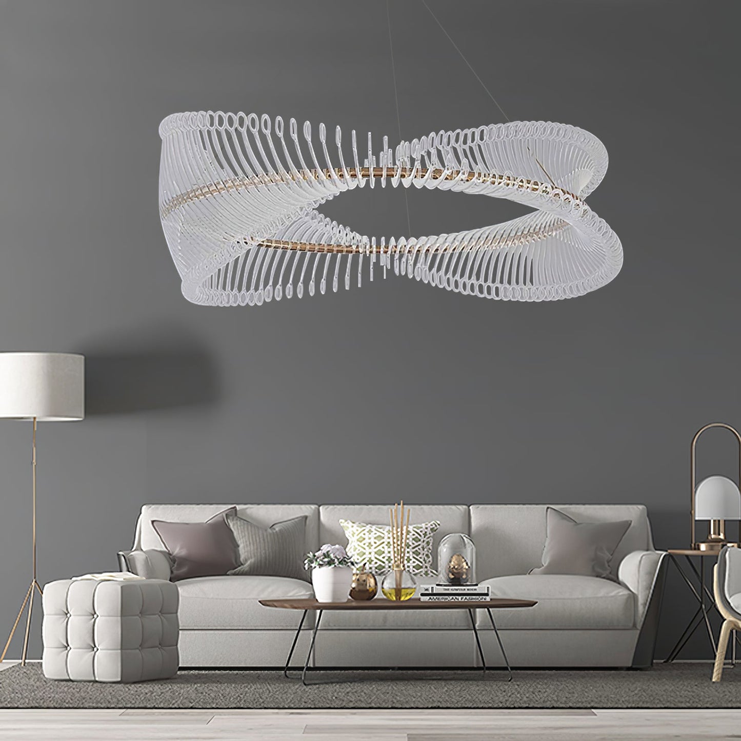 Moderne Hanglamp – Goudkleurig Metaal met Acryl Accenten