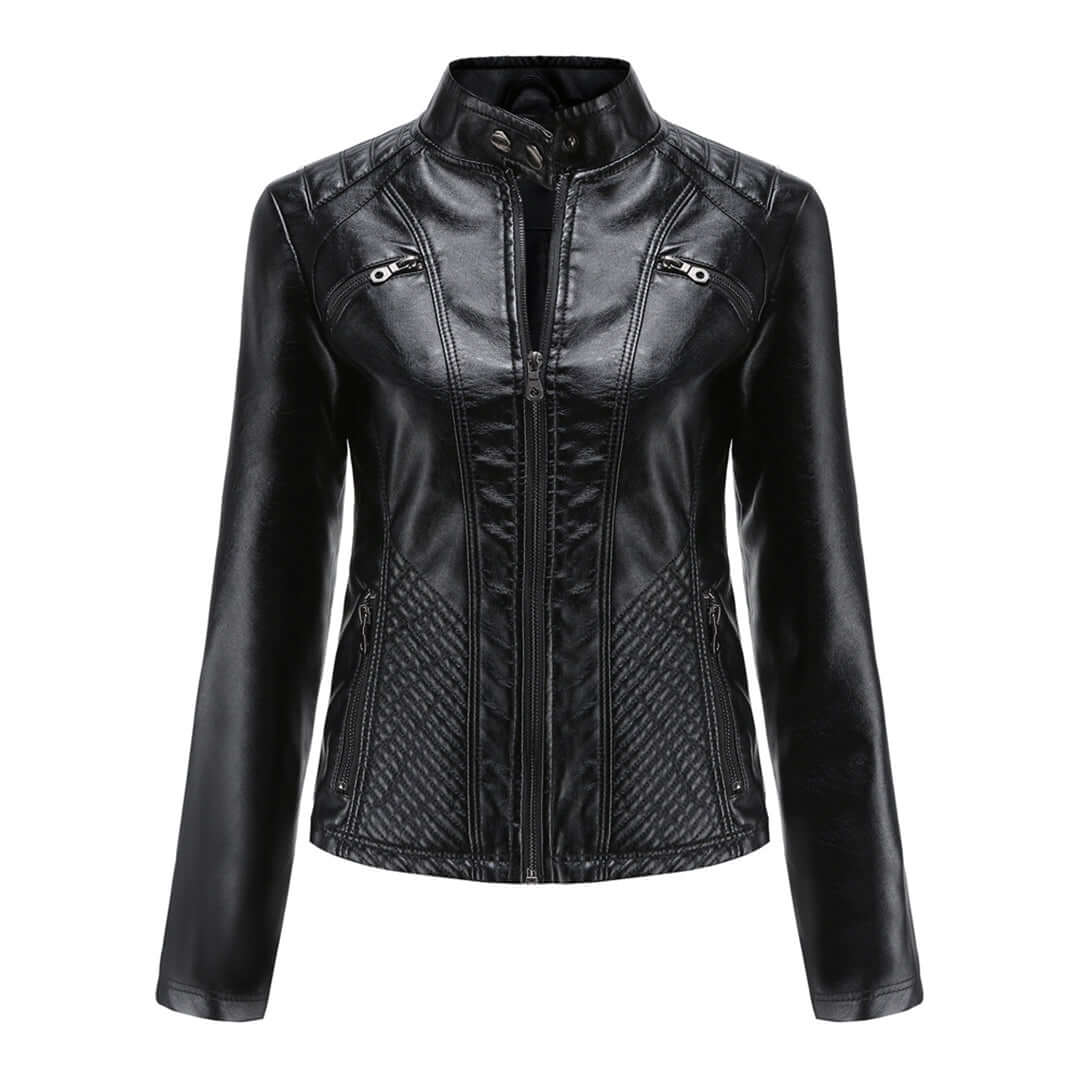 Dames Leren Jas met Tijdloze Elegante Look